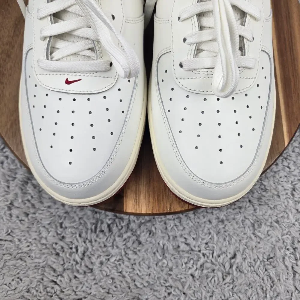 Nike Mens 13 Air Force 1 07 Low Sail Gym Red Casual Daily Sneaker FV0392-101